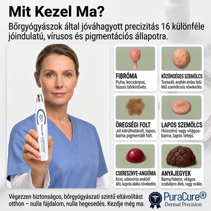 PuraCure® 👩‍⚕️ 𝟕 𝐍𝐚𝐩𝐨𝐬 Bőrkinövés- és Folteltávolító Toll Fájdalommentes és Hegmentes Professzionális Rollerball