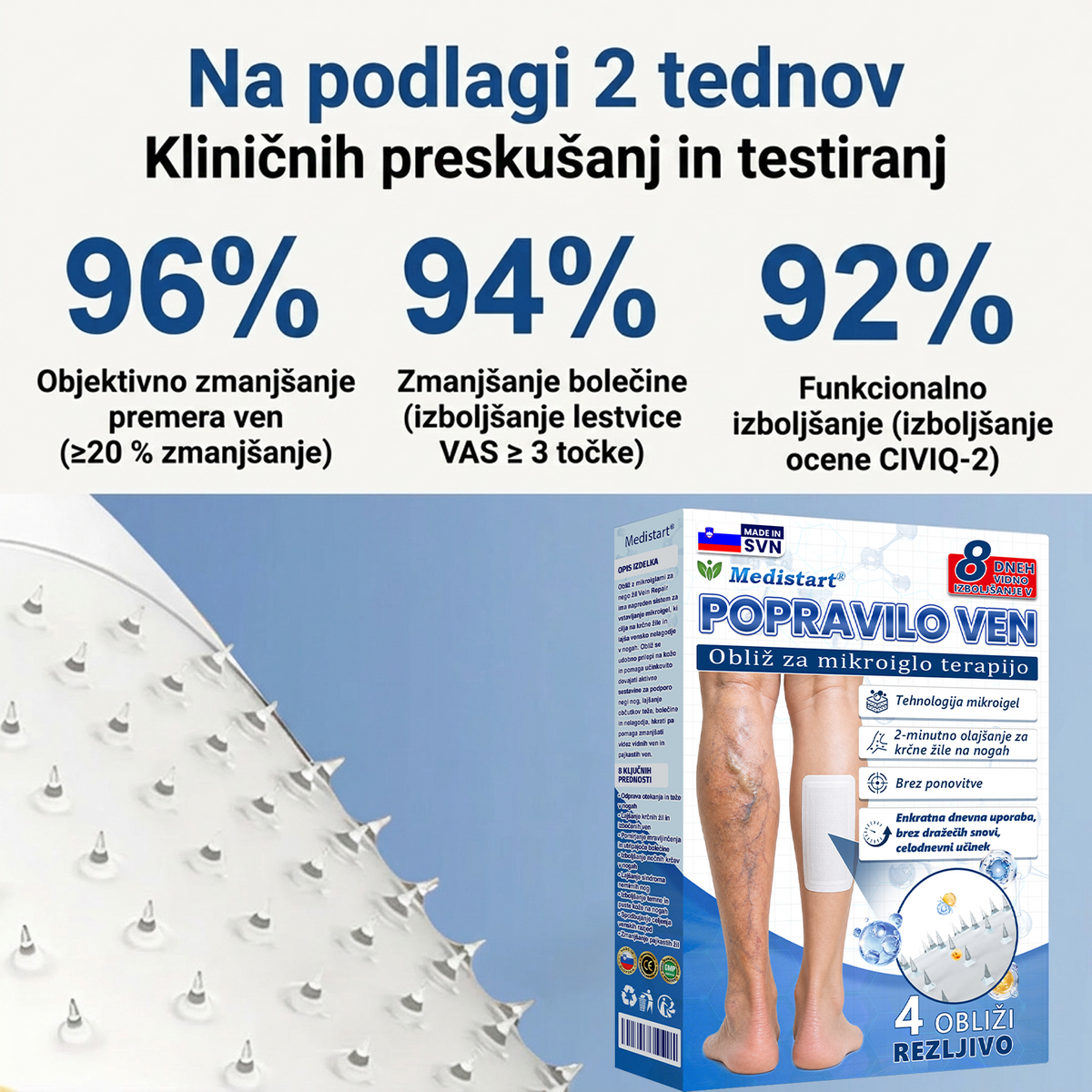 ✅ ✅✅Medistart® Visszérápoló Mikrotűs Gondozó Tapasz ⚡ Azonnali Megkönnyebbülés, Hosszú Távú Eredmények