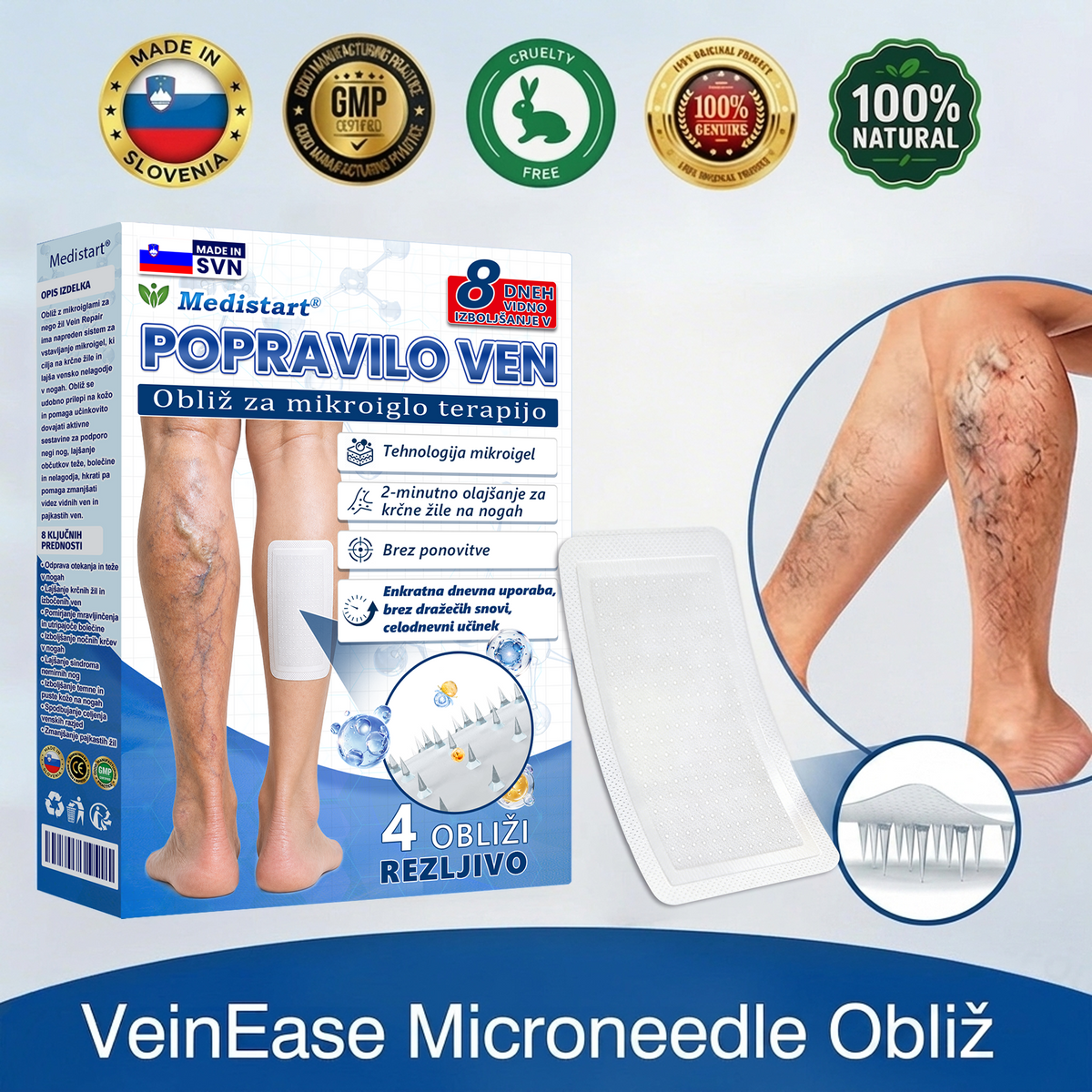 ✅ ✅✅Medistart® Visszérápoló Mikrotűs Gondozó Tapasz ⚡ Azonnali Megkönnyebbülés, Hosszú Távú Eredmények