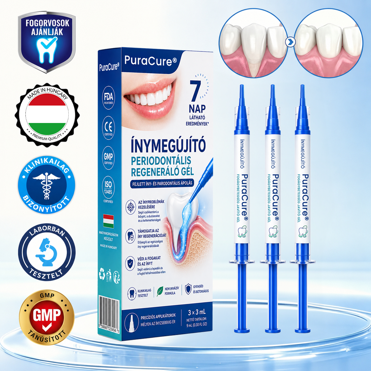 🇭🇺👨‍⚕️👨‍⚕️👨‍⚕️✅🦷 PuraCure® ÍNYMEGÚJÍTÓ – Parodontális helyreállító gél🧂
