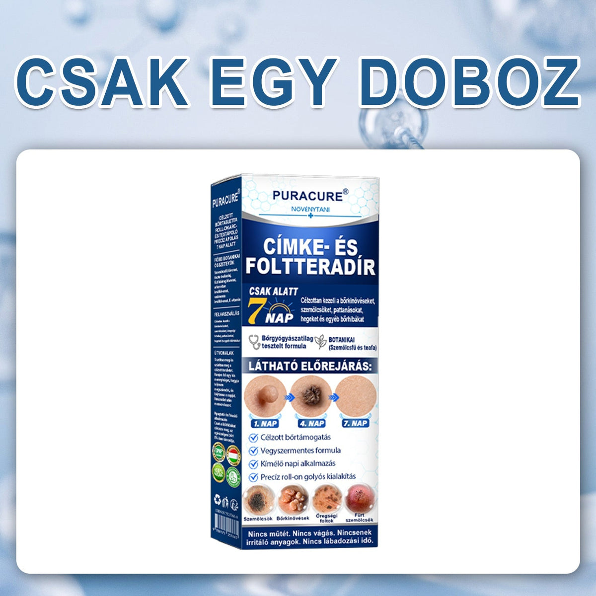 PuraCure® 👩‍⚕️ 𝟕 𝐍𝐚𝐩𝐨𝐬 Bőrkinövés- és Folteltávolító Toll Fájdalommentes és Hegmentes Professzionális Rollerball